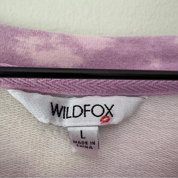 Wildfox Star Print Sweatshirt Crew Neck Long Sleeve Slit Hem Casual Stretch EUC - Picture 7 of 10